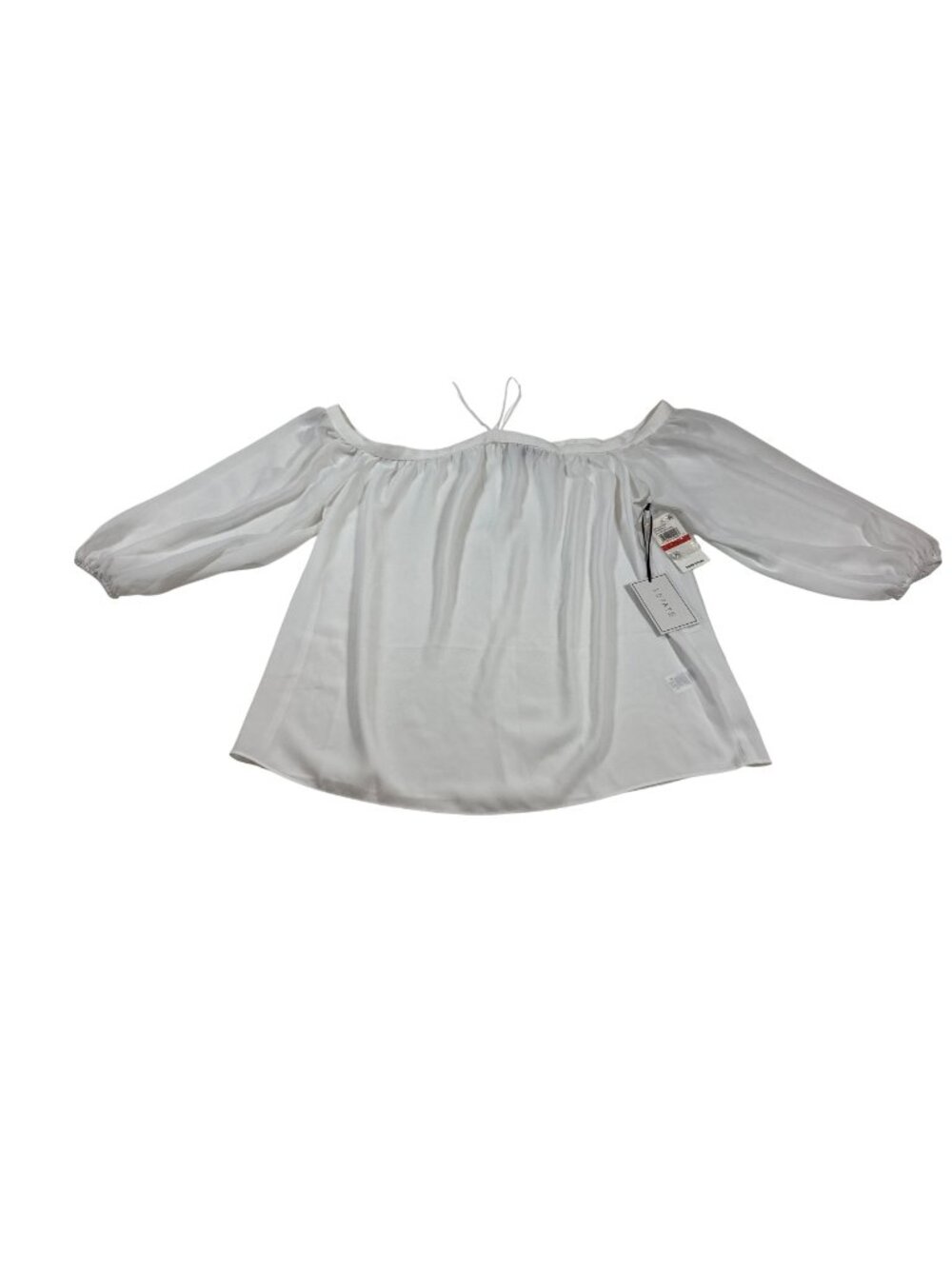 1.State Essentials Off-Shoulder White Top XS Lightweight Sheer (NN513)